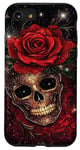 Coque pour iPhone SE (2020) / 7 / 8 Illustration florale gothique crâne et rose foncé