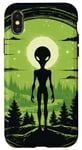 Coque pour iPhone X/XS Tête d'extraterrestre verte mignonne visage OVNI || Alien