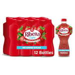 Ribena Strawberry Juice Drink No Added Sugar 500ml - Multipack of 12 | Real Fruit | Rich In Vitamin C | No Artificial Colours or Flavours | Fruity Refreshment | Ready To Drink | 100% Recycled