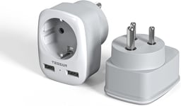 2 Pack Adaptateur Prise Inde Avec Usb, 3 En 1 Adaptateur Prise Nepal, Adaptateur Prise Type D Avec 2 Usb, 2500W Adaptateur Inde, Adaptateur Type D Pour Inde, Sri Lanka, Népal[MUL212611]