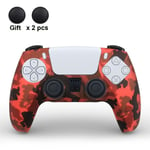 Camo-Rouge - Housse De Protection En Silicone Pour Sony Playstation 5, Accessoires Pour Manette De Jeu Ps5, Étui En Caoutchouc Pour Joysticks