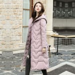 Down jacket winter New Sashes Long Hooded Parka Coat Casual Slim Winter Jacket Women Fashion Office Lady Jacket Coat L Pink