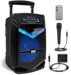 Pyle Enceinte Bluetooth Puissante-600 W, Enceinte Sono Portable, Eclairage LED, Batterie intégrée Rechargeable, Subwoofer 10" et Tweeter 1", Fonction d'enregistrement, Micro Filaire SD/USB/AUX Radio