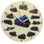 Lark Rise Designs Round Locomotive Trains Wooden Wall Clock LRDLS0020