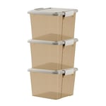 GONICVIN Boîtes de Rangement en Plastique avec Couvercles, 40L, Lot de 3, Empilables, Gain de Place pour Maison, Bureau, Garage