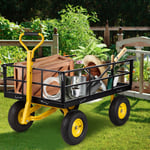 VEVOR Chariot de Jardin en Acier 544 kg 4 Roues Panier Fer avec Côtés Amovibles