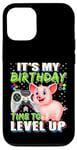 Coque pour iPhone 12/12 Pro It's My Birthday Pig Time to Level Up Jeu vidéo