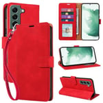 GOTOURED for Samsung Galaxy S22 Case Wallet,S22 Phone Case Soft Leather,4 Card Slots Holder RFID Blocking,Shockproof Protective Kickstand Wrist Strap Folio Flip Cases Cover (Red)