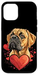 Coque pour iPhone 12/12 Pro Coeurs de chien Bullmastiff pour la Saint-Valentin