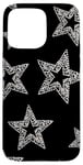 iPhone 15 Pro Max White Mosaic Star Pattern On Black Y2K Star Case