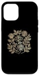 Coque pour iPhone 12/12 Pro Rose florale botanique, style minimaliste