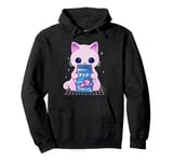 Cat Strawberry Milk Anime 90s Japanese Cat Japan Pullover Hoodie