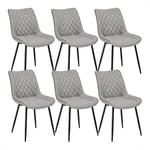 WOLTU Chaise de Salle à Manger Lot de 6, Moderne Chaise de Cuisine, Chaise scandinave, Chaise Coiffeuse, pour Salle de Séjour, Chambre à Coucher, Cuisine, en Similicuir et métal Gris Clair BH210gr-6