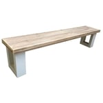 Wood4you - Banc de Jardin New England Échafaudage Bois - 120 cm Blanc - Brun