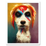 Aladdin Sane Ziggy Stardust Terrier Dog Fun Quirky Painting Art Print Framed Poster Wall Decor 12x16 inch