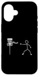 Coque pour iPhone 16 Disque Golf Player Sports Lover Funny Stickman Jeu de plein air