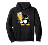 Funny Penguin With Cool Sunglasses Holding A Beer Alcohol Pullover Hoodie