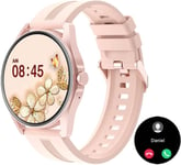 Montre Connectée Femme Appel Bluetooth Ronde Montre Sport Pour Android Ios Smartwatch Podometre Cardiofréquencemètre Oxymetre Cycle Menstruel Fond D Écran Personnalisé Suivi Sommeil Rose