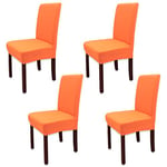 Leeyunbee 4 Pièces Housse de Chaise Moderne élastique, Amovible Lavable Extensible Housses de Chaise de Salle à Manger, Couverture de Chaise pour Décor Salle à Manger, Hôtel et Mariage (Orange)