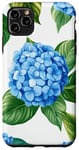 Coque pour iPhone 11 Pro Max Hortensias vert riche bleu pastel clair