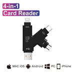 Rains-Lecteur De Carte Micro Sd/Tf Otg,Mini Adaptateur Mémoire Multiple Pour Iphone 6/7/8 11 Poly Plus Urgent Ipad Otg - Type Black