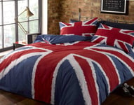 Rapport Home Parure de lit avec Housse de Couette pour lit Double Motif Drapeau Britannique Bleu Rouge et Blanc
