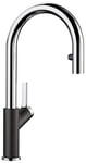Blanco 526172 Carena-S Vario Kitchen Sink tap with a Pull-Out spout Vario-black/chrome-526172, Silgranite Black/Chrome, Hochdruck
