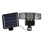 Projecteur solaire 3 têtes noir eclairage puissant panneau solaire déporté LED blanc BLACKBURN H23cm avec détecteur de mouvement orientable