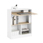 SoBuy Bureau Pliant, Table d'Ordinateur Rabattable, Table de Bureau, Petite Bureau avec Etagères de Rangement, Table de Travail, Table Informatique, 70x57x85cm FWT104-WN