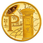 24K Gold Plated 2018 Great British A-Z 10p Coin Hunt - Letter P - BUNC Post Box - Ten Pence Brilliant Uncirculated Coin with Capsule Coin Holder in Pouch Wallet