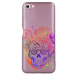 Coque rose pour Iphone 7 8 SE Mort calavera fleur multicolore