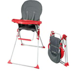 Bambisol Chaise Haute Bébé Pliable Fixe | Ultra Compacte et Légère, Tablette Amovible Réglable | Rouge