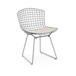 Knoll - Bertoia Side Chair, underrede i Matt krom, Med sittdyna i Läder: Kat. W - Velluto Pelle - VPBLK - Matstolar - Harry Bertoia - Silver - Metall