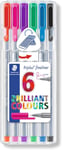 STAEDTLER 334 SB6 LA Triplus Fineliner Superfine Pack of 6, Assorted Colours 