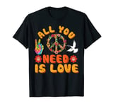 All You Need Is Love Tie Dye Peace Sign Shirts For Women 60s T-Shirt