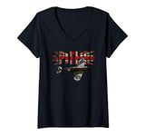 Womens SPITFIRE RAF SUPERMARINE WW2 FIGHTER PLANE TSHIRT UNION JACK V-Neck T-Shirt