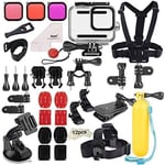 Kuptone Kit d'accessoires pour GoPro Hero 8 Black, Ensemble d'accessoires pour Hero 8 Black, Boîtier étanche + étui en Caoutchouc + 3 Filtres pour GoPro Hero 8