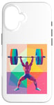 Coque pour iPhone 16 Musculaire Guy Overhead Pressing a Massive Barbell