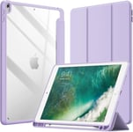 Coque Pour Ipad Air 3 (10,5 Pouces 2019, 3?Me G?N?Ration) Et Ipad Pro 10,5 Avec Porte-Stylet, ?Tui Housse Arri?Re Transparent Fin Support Antichoc Tablette (Violet Clair)