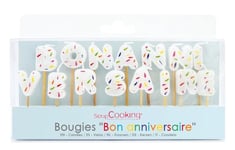 SCRAP COOKING ScrapCooking - Kit de 15 Bougies Bon Anniversaire - Décoration Bois Paraffine Gâteau - Accessoire Fête Enfant Adulte Cupcake Pâtisserie Cake Design Multicolore - 5005