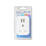 Twin USB Plug Through Socket Adaptor - White - Single Pack S2USBPTAWH1PK3 STATUS