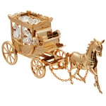 Matashi 24K Gold Plated Crystal Studded Horse Drawn Carriage Desktop Figurine - Valentine's Day Decorative Collectible for Man and Women