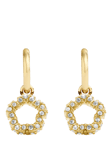 Coach Pavé Signature Tea Rose Charm Huggie Hoop Earrings, Gold