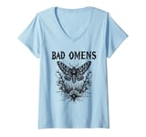 Womens Bad Omens Gothic Moth Graphic T-Shirt – Dark and Edgy Design V-Neck T-Shirt