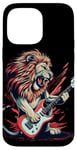 Coque pour iPhone 14 Pro Max Costume de lion à bascule avec guitare électrique