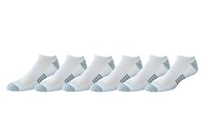 Amazon Essentials Men's Performance Cotton Cushioned Breathable Athletic No-Show Sports Socks, 6 Pairs, White, 11-13