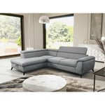 Vente-unique Canapé d'angle convertible gauche en tissu gris BORTIGALI