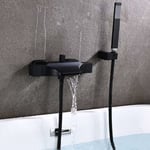 Mitigeur Baignoire Cascade Mural Robinet De Baignoire Pommeau De Douche Cascade Mural Robinet De Baignoire Chaud Et Froid (black-Hand shower) - Sjqka