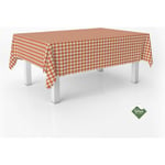 ECOMMERC3 Nappe Anti-Taches Vichy pour Table rectangulaire Taille 140 cm - Nappe Vichy au Toucher Extra Douce et imperméable, Couleur Orange