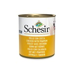 Schesir, Aliments humides pour Chiens Adultes au goût Poulet avec Citrouille, Filets en gelée Douce - Total 4,56 kg (16 boîtes de 285G)